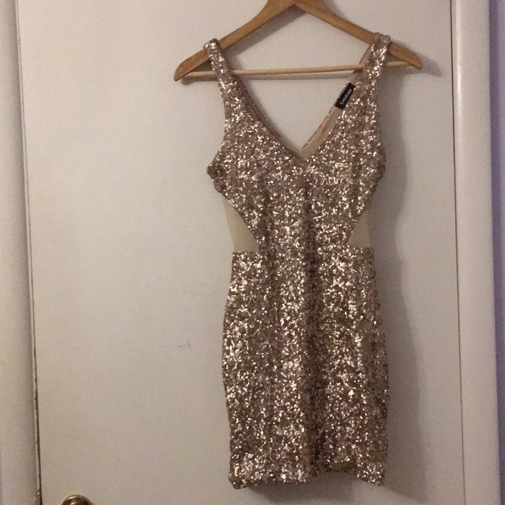 Gold Bebe sequins cocktail dress